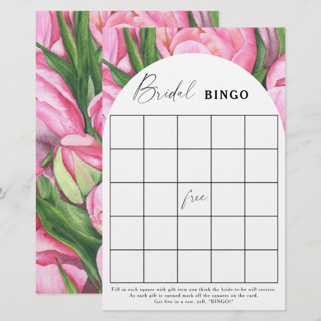 Peony Rose - Brautparty-Bingo-Spiel (Vorne/Hinten)