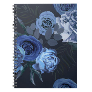 Peony Rose: Dunkle Blüte Vintag. Notizblock