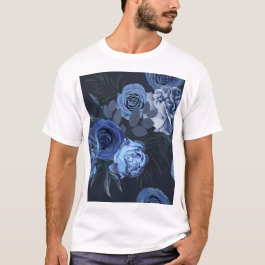 Peony Rose: Dunkle Blüte Vintag. T-Shirt (Vorderseite)