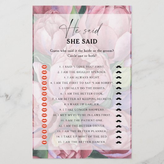 Peony Rose - Er sagte, sie sagte Brautparty (Vorderseite)