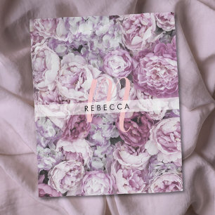 Peony Rose Floral Pink Script Monogram Fleecedecke