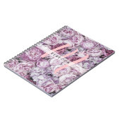 Peony Rose Floral Pink Script Monogram Notizblock (Linke Seite)