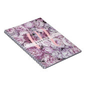 Peony Rose Floral Pink Script Monogram Notizblock (Rechte Seite)