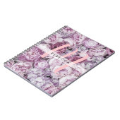 Peony Rose Floral Pink Script Monogram Notizblock (Linke Seite)