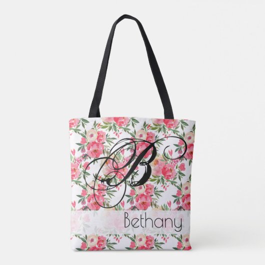 Peony Rose Floral Totbeutel Tasche (Rückseite)