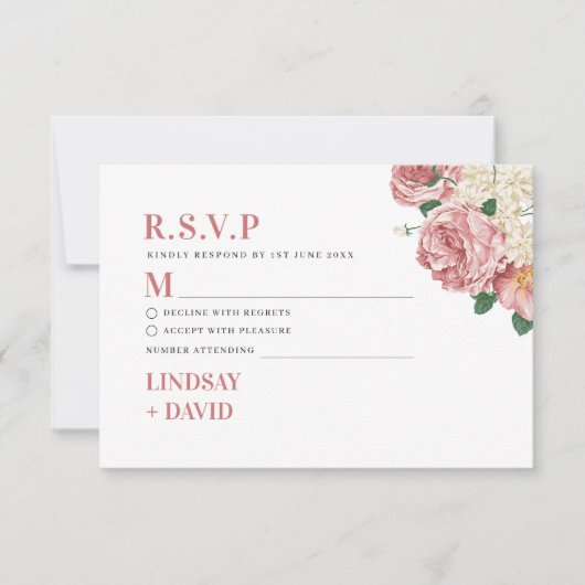 Peony Roses RSVP Enclosure Card (Vorderseite)