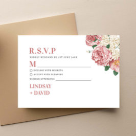 Peony Roses RSVP Enclosure Card Karte