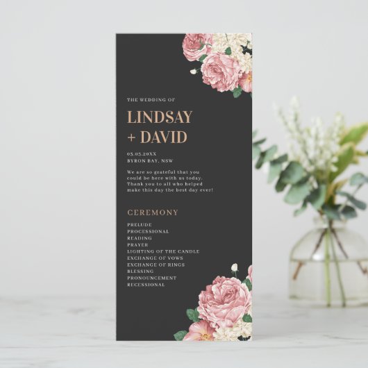 Peony Roses über das Programm zur Zeremonie der Bl (Stehend Vorderseite)