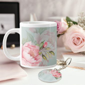 Peony Sage Botanics | Pink Floral & Gold Acrylic Schlüsselanhänger