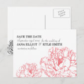 Peony Save the Date Ankündigungspostkarte (Vorne/Hinten)