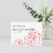 Peony Save the Date Ankündigungspostkarte (Stehend Vorderseite)