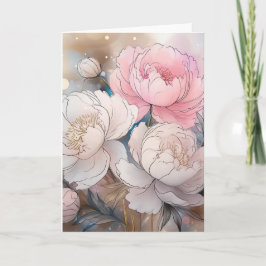 Peony schönes Blumen, Aquarell Grußkarte Karte