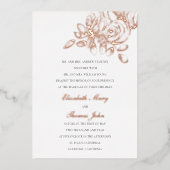 Peony Sketch Formal Modern Classic Wedding Gold Folieneinladung (Vorderseite)