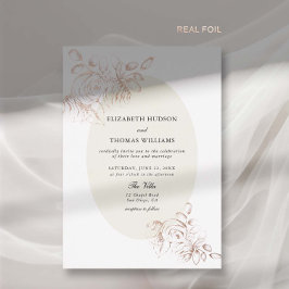 Peony Sketch Gold Foil Classic Flora Rahmen Weddin Folieneinladung