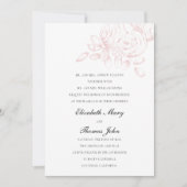 Peony Sketch Pink Blush Formal Traditionelle Hochz Einladung (Vorderseite)