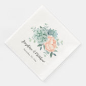 Peony Succulents Floral Watercolor Wedding Serviette (Ecke)