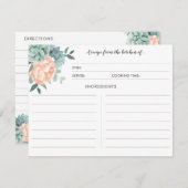 Peony Succules Botanical Recipe Cards Begleitkarte (Vorne/Hinten)