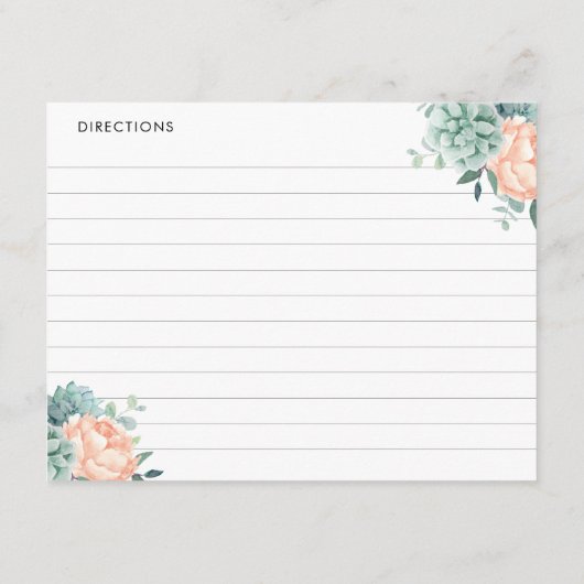 Peony Succules Botanical Recipe Cards Begleitkarte (Rückseite)