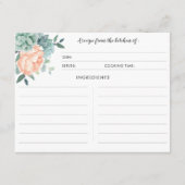 Peony Succules Botanical Recipe Cards Begleitkarte (Vorderseite)