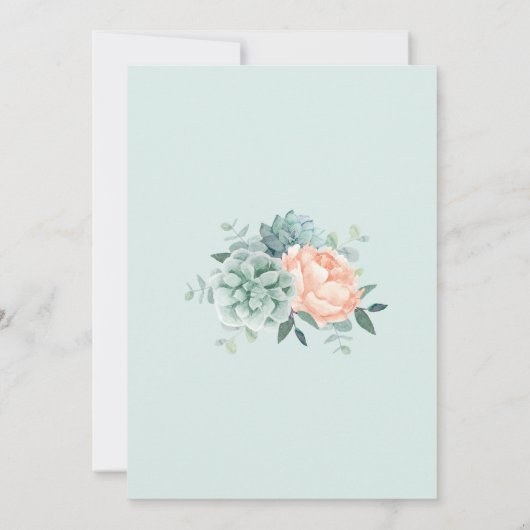 Peony & Succules Wasserfarbenes Brautparty Einladung (Rückseite)