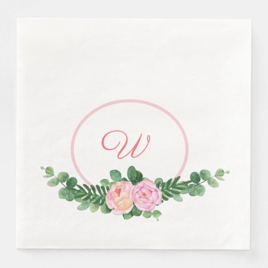 Peony Swag Monogram Serviette (Vorderseite)