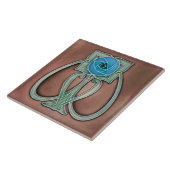 Peony Terracotta Deco Art Nouveau Fliese (Seite)