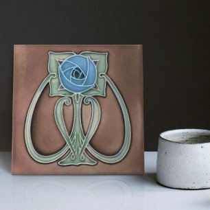 Peony Terracotta Decor Art Nouveau Art Deco Fliese