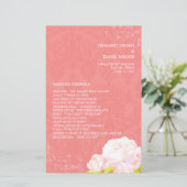 Peony Theme Coral Wedding Vertical Program (Stehend Vorderseite)