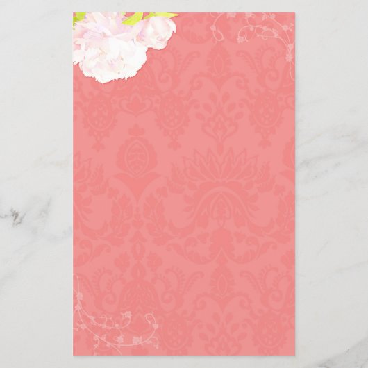 Peony Theme Coral Wedding Vertical Program (Rückseite)