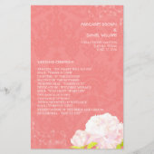 Peony Theme Coral Wedding Vertical Program (Vorderseite)