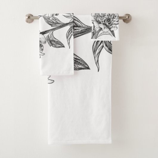 Peony Tinte zeichnend Badhandtuch Set (Insitu)