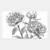 Peony Tinte zeichnend Rechteckiger Aufkleber (Vorderseite)