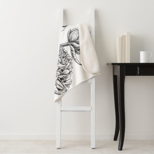 Peony Tinte zeichnend Sherpadecke (Beispiel)