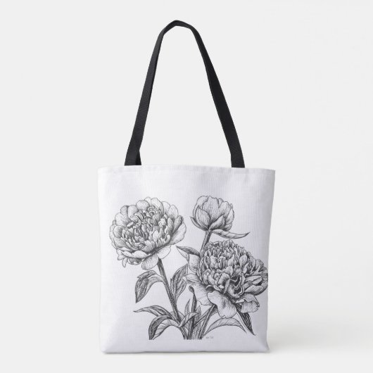Peony Tinte zeichnend Tasche (Rückseite)