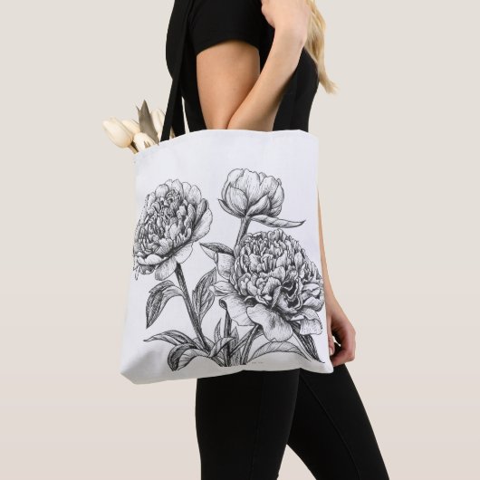Peony Tinte zeichnend Tasche (Von Nahem)