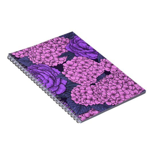 Peony und Hydrangea in Rosa und Violett Notizblock (Rechte Seite)