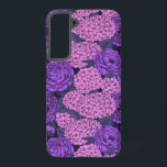 Peony und Hydrangea in Rosa und Violett Samsung Galaxy Hülle<br><div class="desc">Nahtloses Muster mit von Hand gezogenen Hydrangea und Peonies.</div>