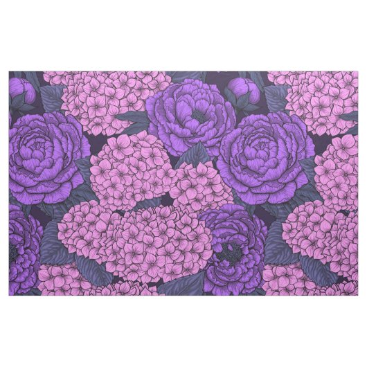 Peony und Hydrangea in Rosa und Violett Stoff (Fat Quarter (45,7 x 55,9 cm))