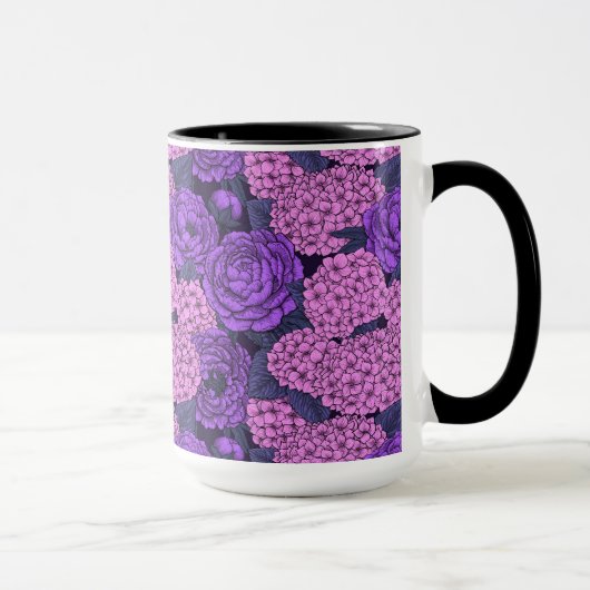Peony und Hydrangea in Rosa und Violett Tasse (Rechts)