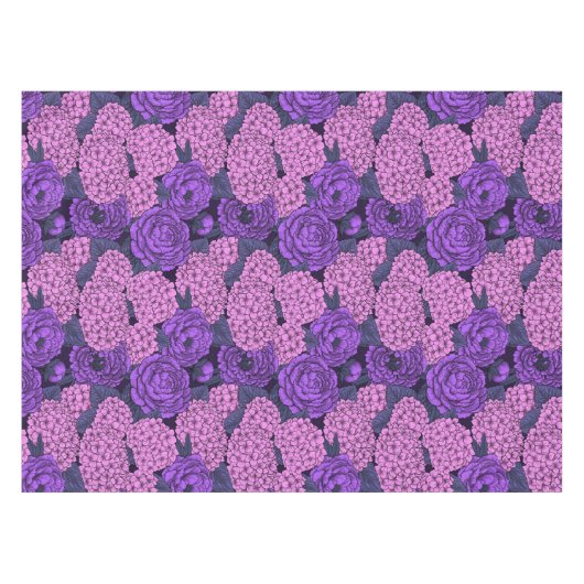 Peony und Hydrangea in Rosa und Violett Tischdecke (Vorderseite (Horizontal))