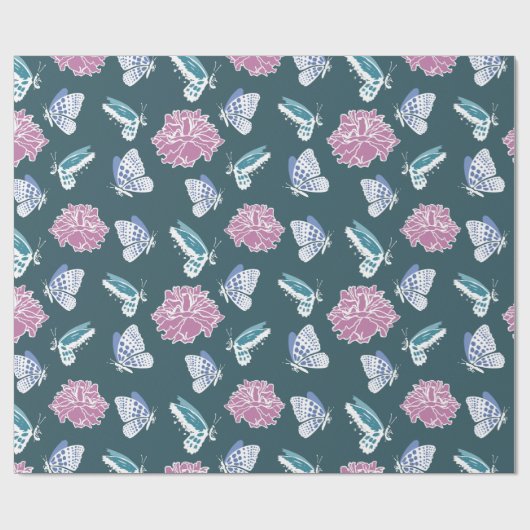 Peony und Schmetterlinge Geschenkpapier (Flach)