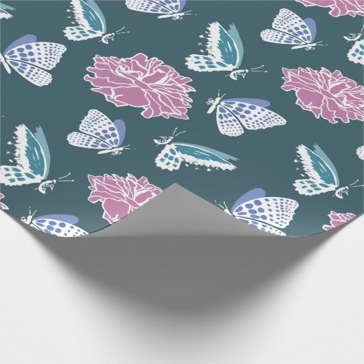 Peony und Schmetterlinge Geschenkpapier (Ecke)