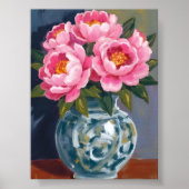 Peony Vase | Pink Flower Peonies Watercolor Poster (Vorne)
