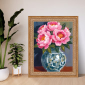 Peony Vase | Pink Flower Peonies Watercolor Poster