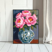 Peony Vase | Pink Flower Peonies Watercolor Poster