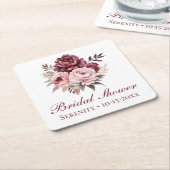 Peony Watercolor Brautparty Rechteckiger Pappuntersetzer (angewinkelt)