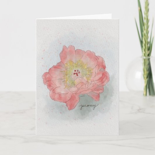 Peony Watercolor Card Karte (Vorderseite)