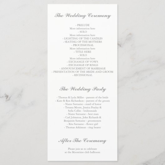 Peony Watercolor Floral Moderne Hochzeitsprogramme Programm (Rückseite)