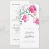 Peony Watercolor Floral Moderne Hochzeitsprogramme Programm (Vorne/Hinten)