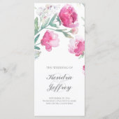 Peony Watercolor Floral Moderne Hochzeitsprogramme Programm (Vorderseite)